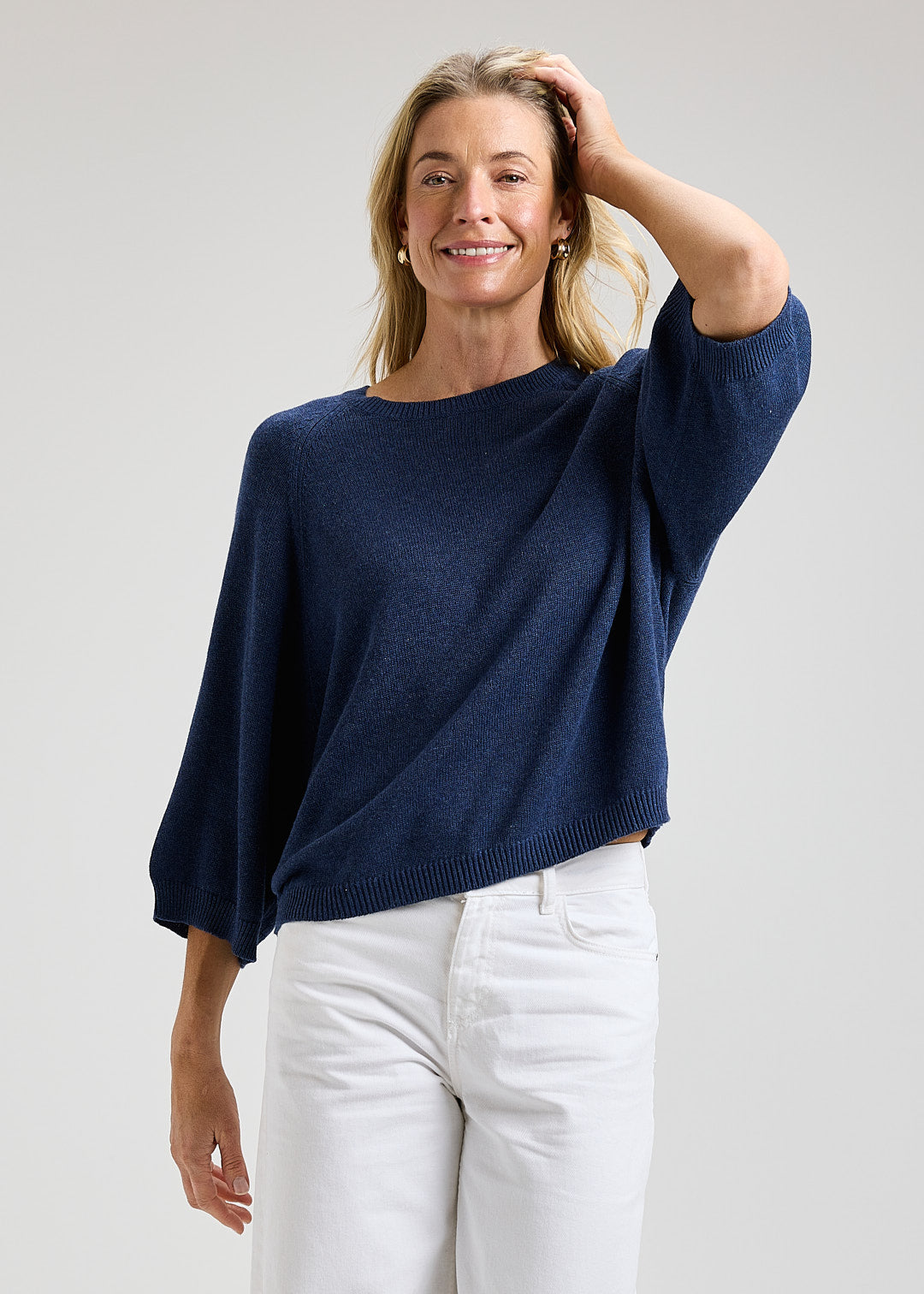 Basic Crew Neck Sweater - Denim