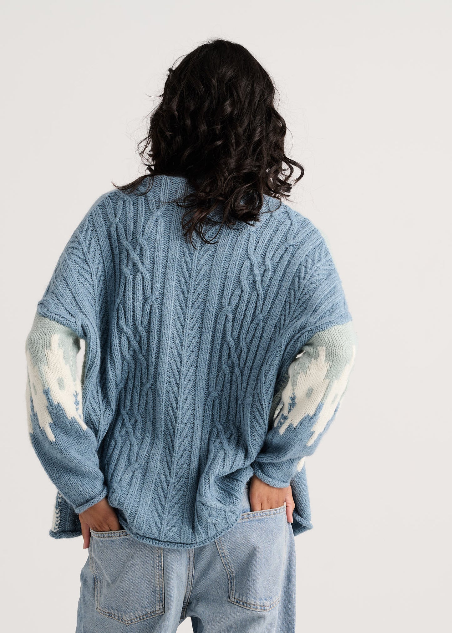 Fair Isle Cardigan Sweater - Blue