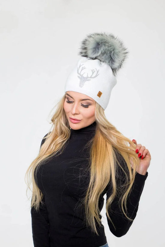 Aldo Pom Hat with Deer Logo - Black with Silver