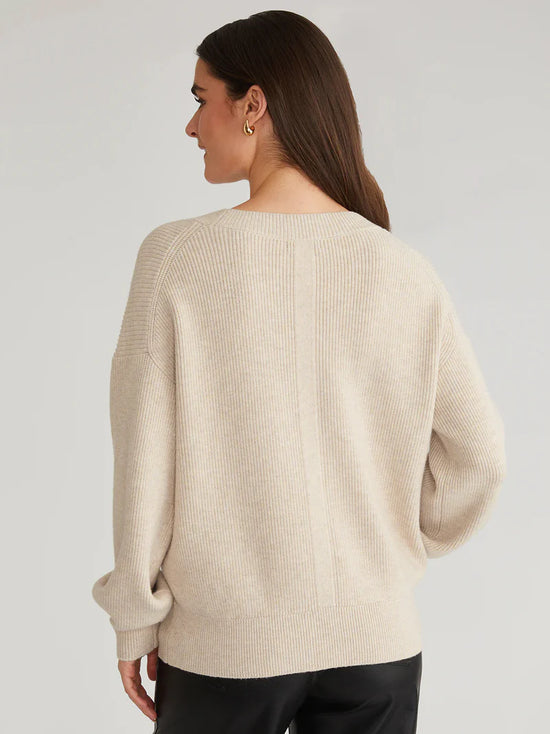 Angela Oversized V-Neck Sweater - Wheat