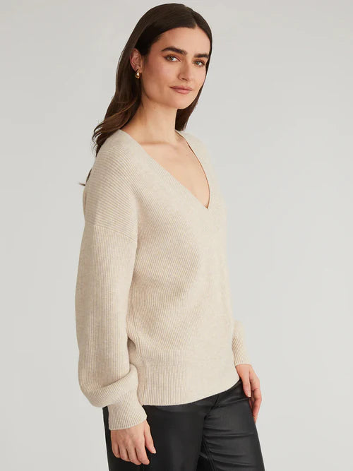 Angela Oversized V-Neck Sweater - Wheat