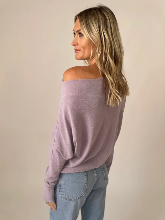 Anywhere Off Shoulder Sweater - Lilac