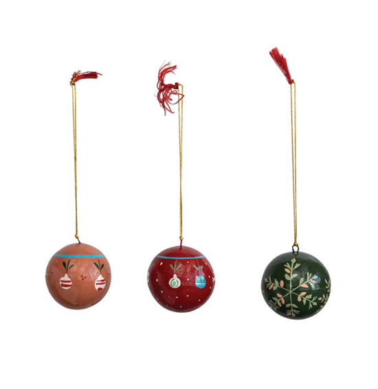Load image into Gallery viewer, Hand-Painted Paper Mache Ornament - Red

