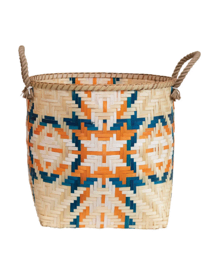 Load image into Gallery viewer, Hand-Woven Bamboo Basket with Handles - Small
