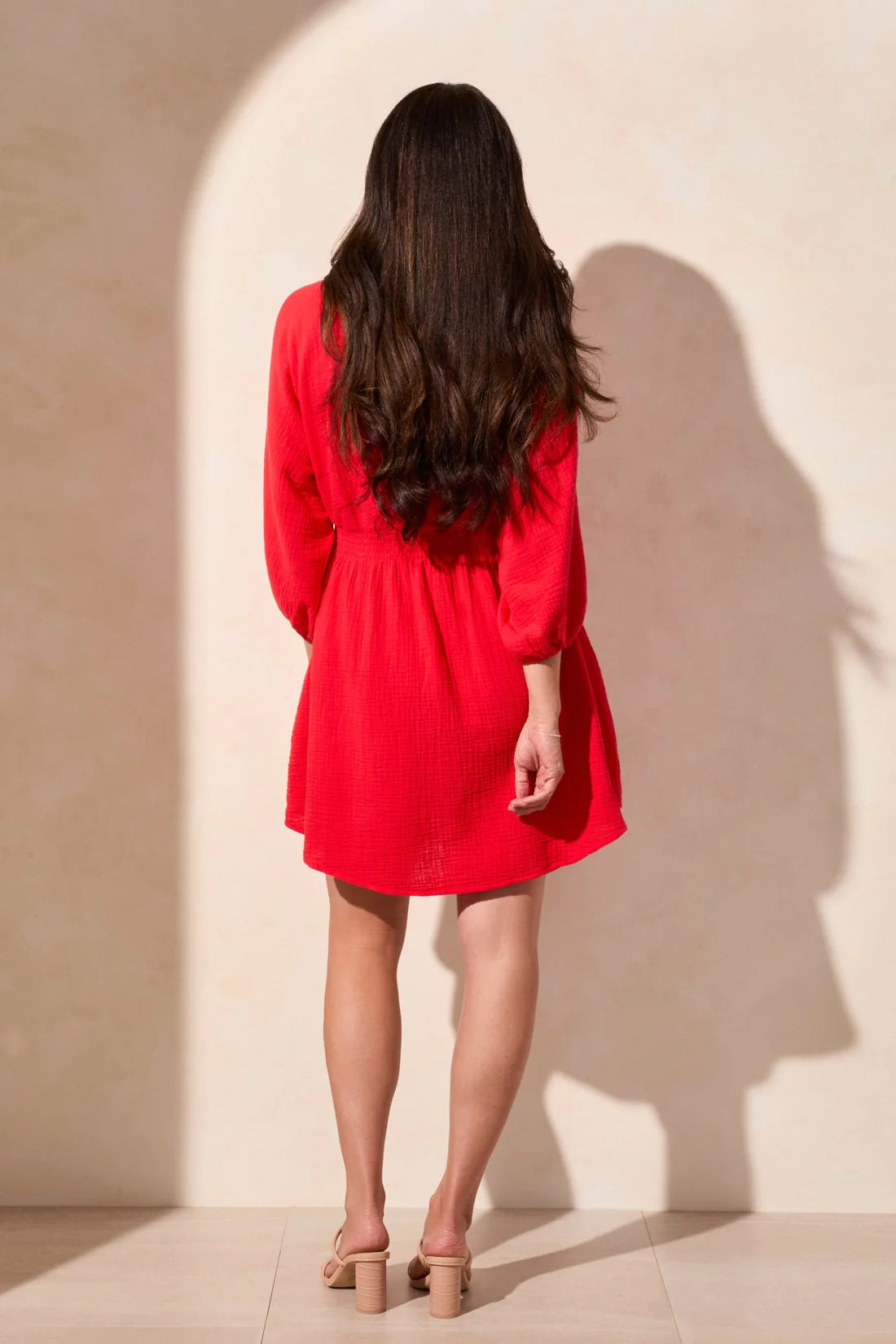 Puff Sleeve Dress with Smocking - Bayberry