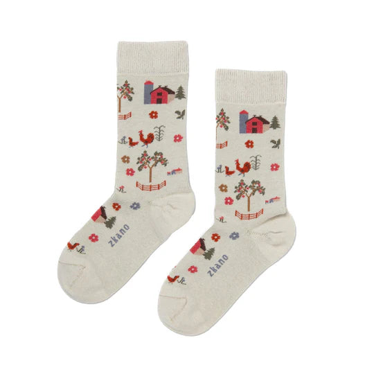 On the Farm Crew Socks - Beech