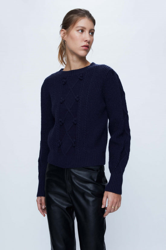 Load image into Gallery viewer, Sweater with Popcorn Stitch - Navy
