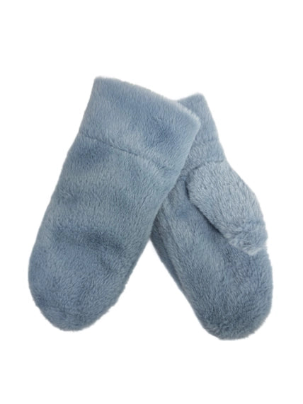 Faux Fur Mittens - Blue