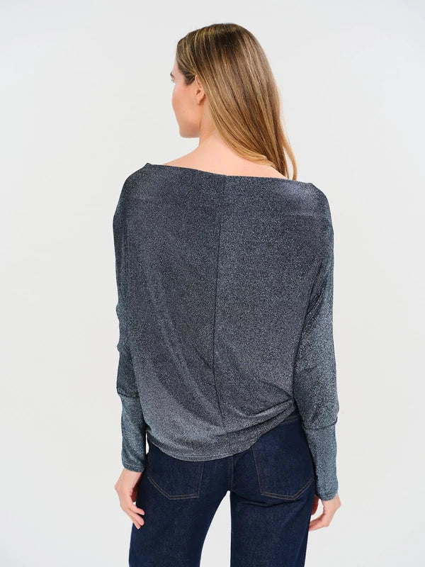 Anywhere Lurex Top - Blue Chrome