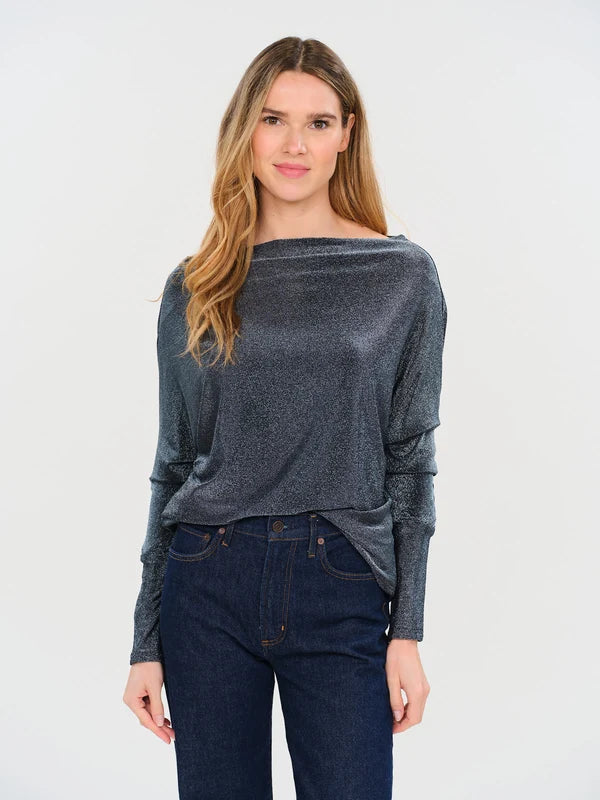 Anywhere Lurex Top - Blue Chrome