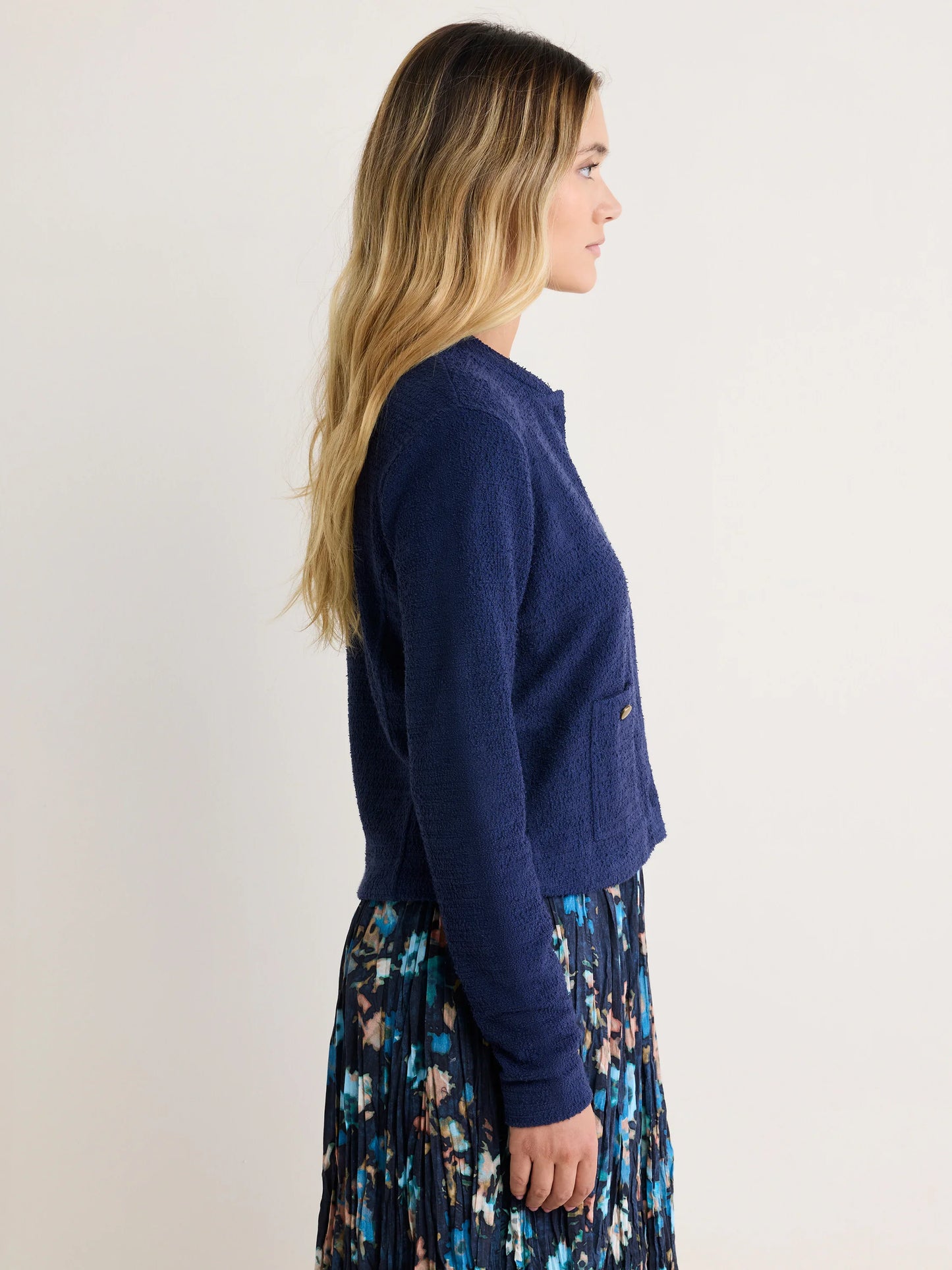 Textured Knit Bomber Jacket - Ink