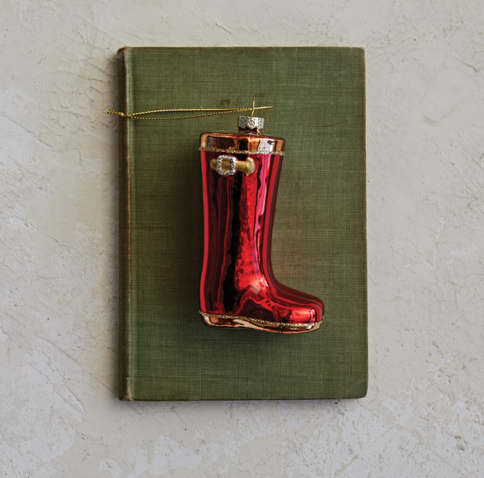 Red Glitter Galoshes Holiday Ornament