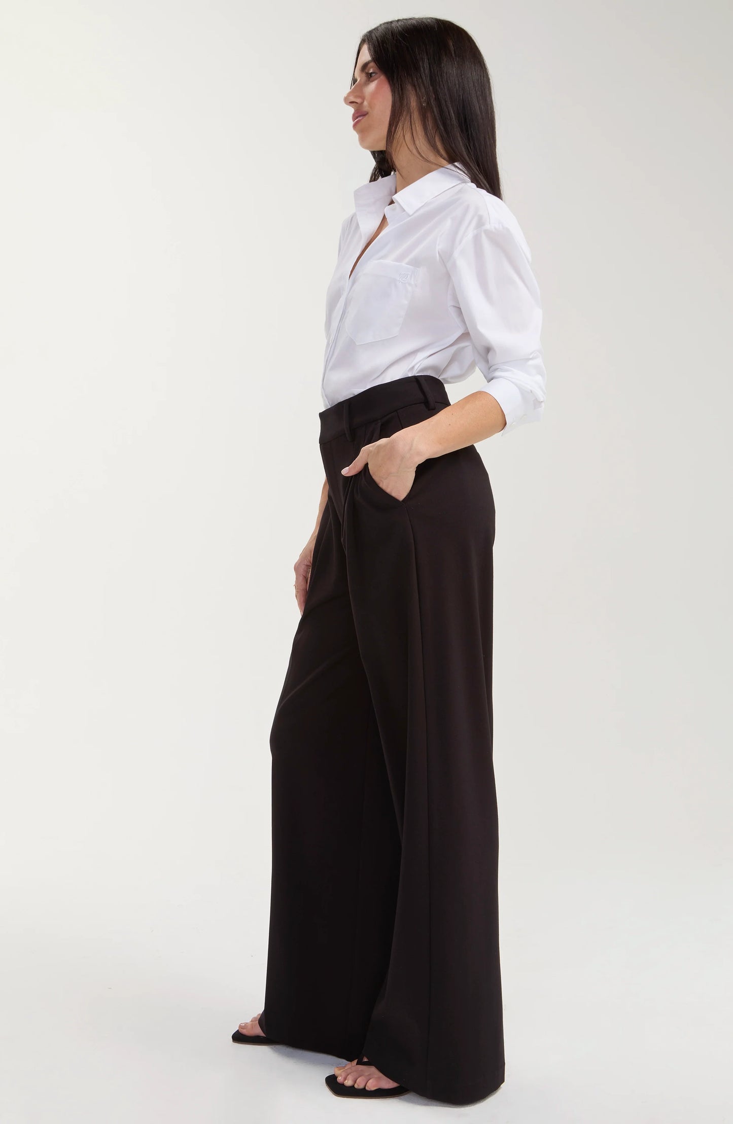 Brooke HighRise Wide Leg Pants - Black