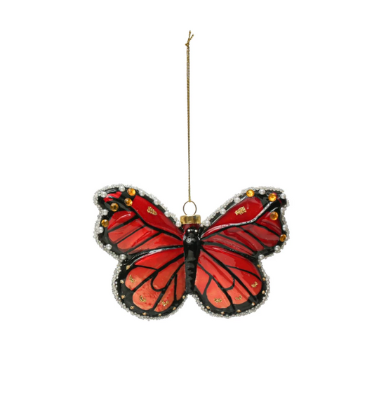 Hand-Painted Butterfly Holiday Ornament