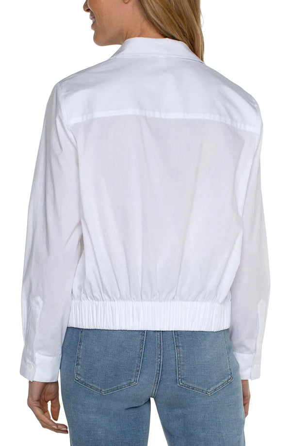 Load image into Gallery viewer, Button Front Top with Elastic Waist - White
