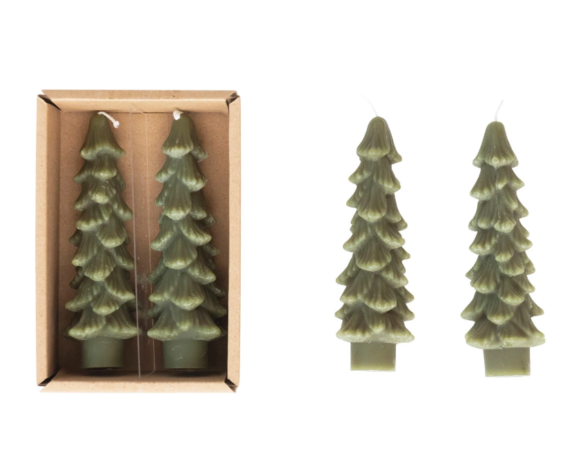 Unscented Tree Shape Taper Candles - Evergreen - 5 inch