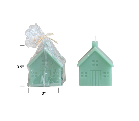 Unscented House Shaped Candle - Medium Mint