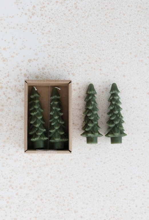 Unscented Tree Shape Taper Candles - Evergreen - 5 inch