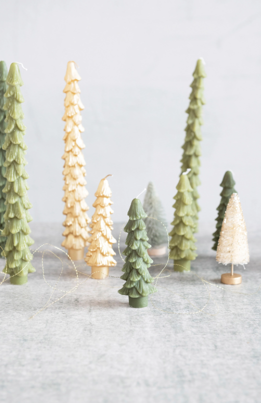 Unscented Tree Shape Taper Candles - Evergreen - 5 inch