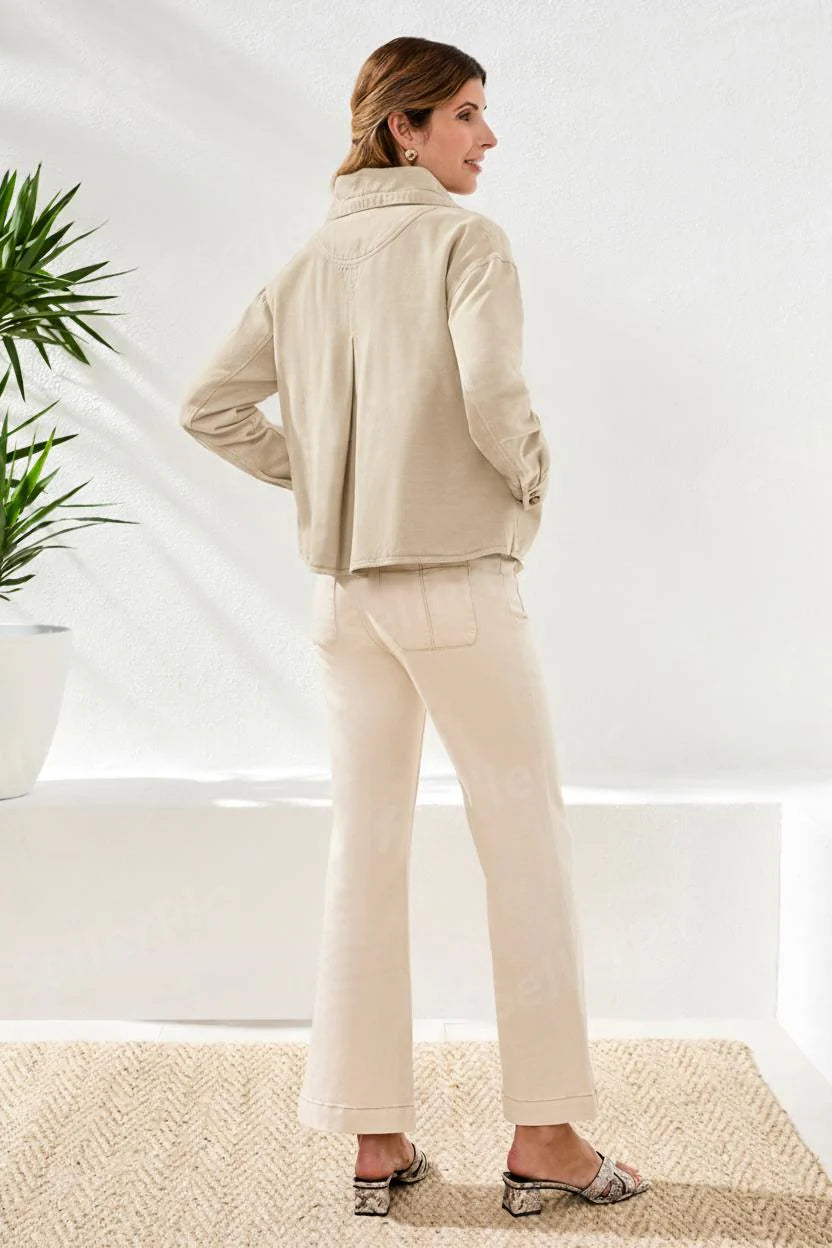 Button Front Jacket with Drawcord - Canvas