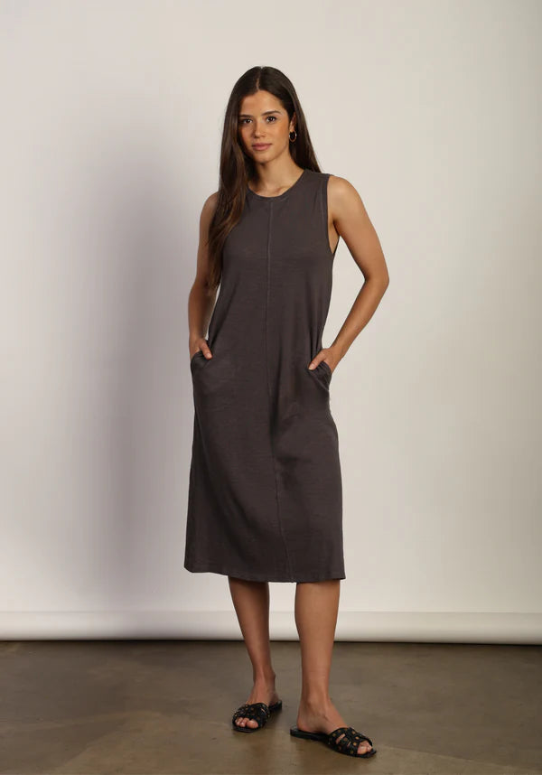 Sleeveless Mia Midi Dress - Carbon