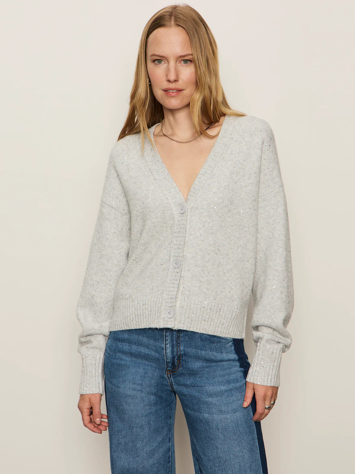 Shimmer Cardigan Sweater - Heather Grey