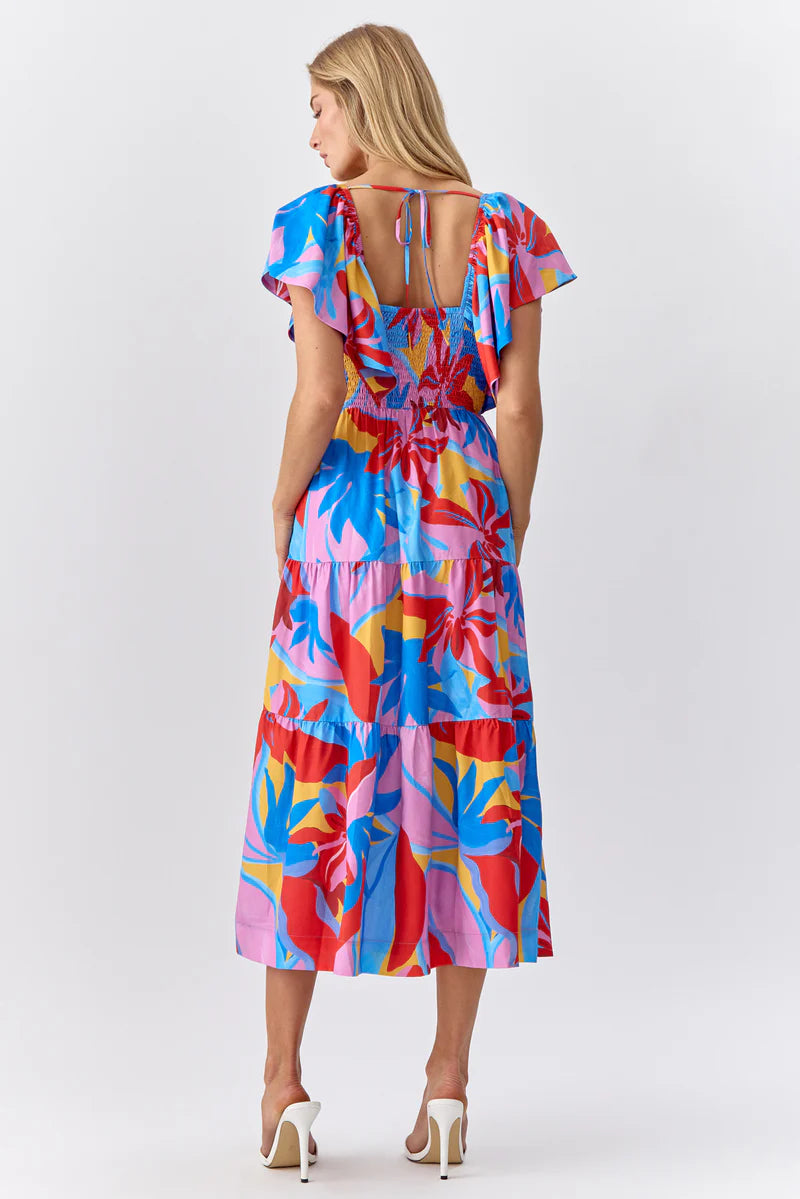 Caroline Flutter Sleeve Midi Dress
