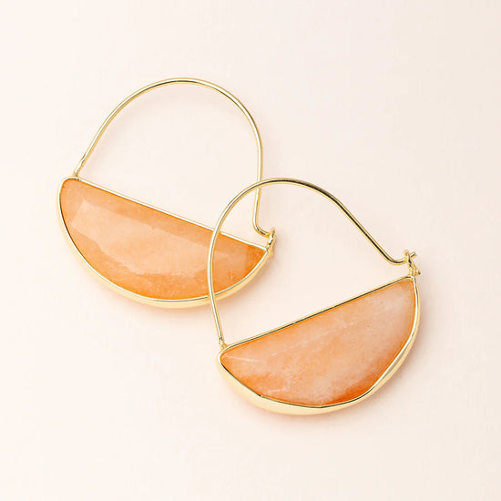 Sunstone & Gold Prism Hoop Earrings
