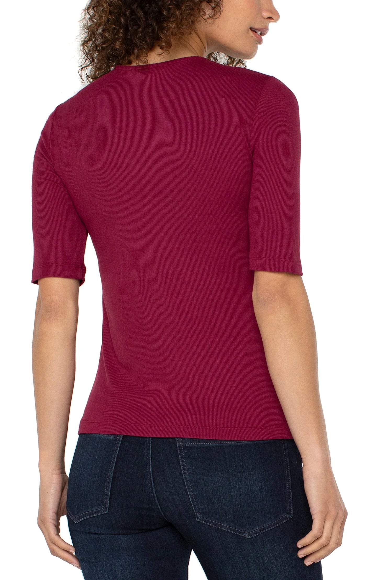 Double Layer V-Neck Top - Cherry