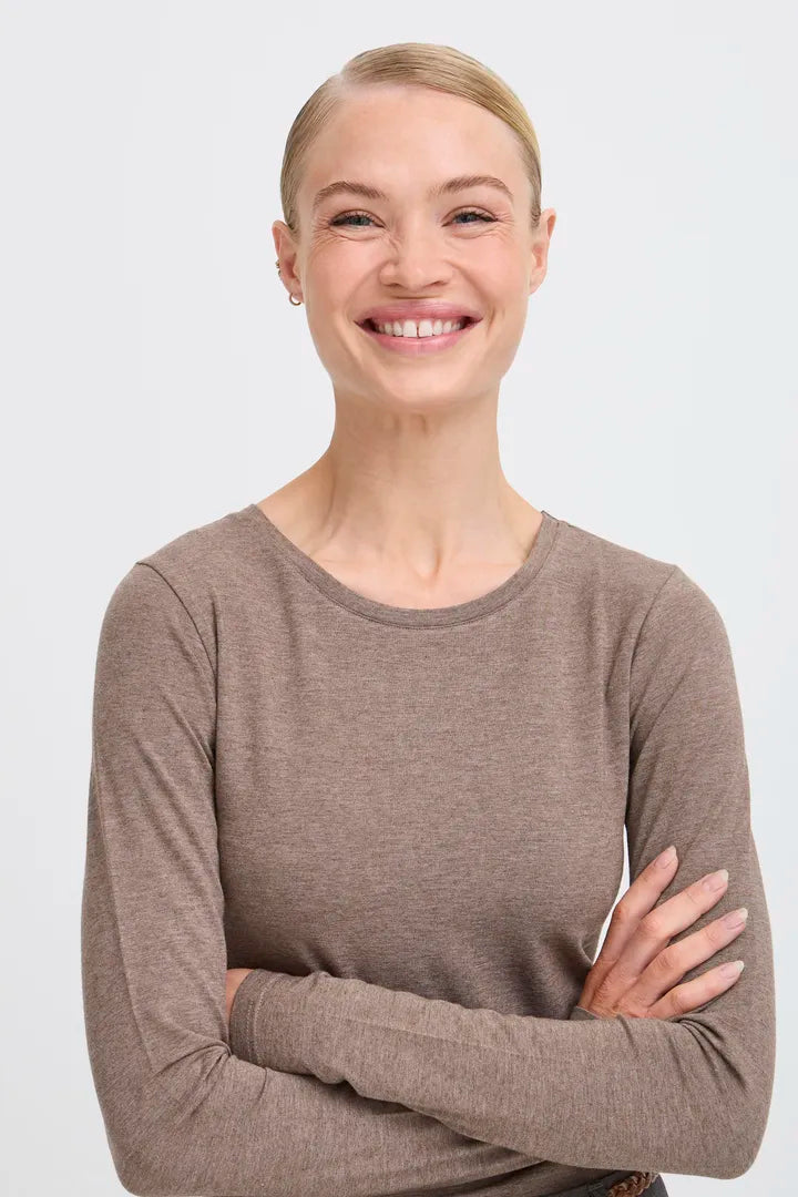 Pamila Long Sleeve Tee - Chinchilla