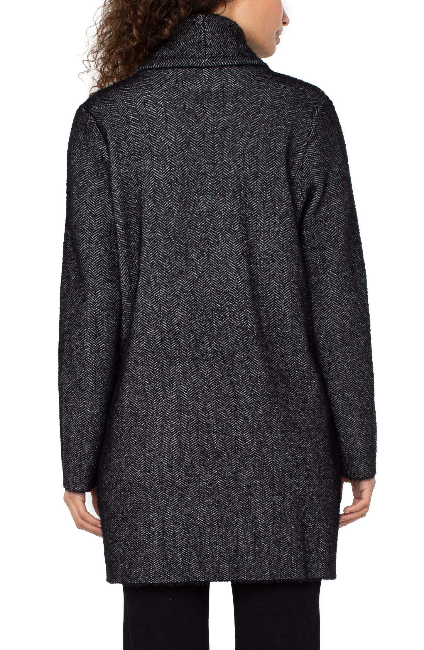 Long Open Shawl Collar Cardigan Coat Sweater - Charcoal