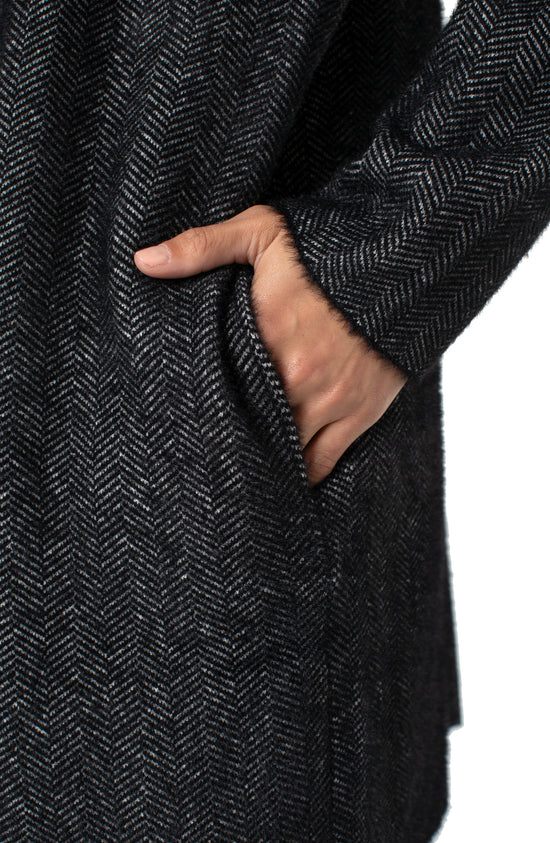 Long Open Shawl Collar Cardigan Coat Sweater - Charcoal