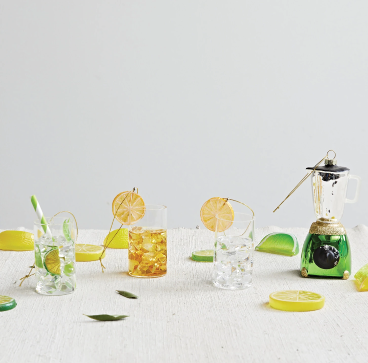 Highball Cocktail Glass Holiday Ornament - Gin with Lemon
