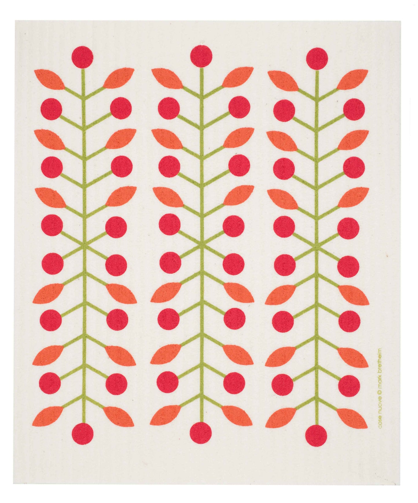 Swedish Dishcloth - Red Berry Branch