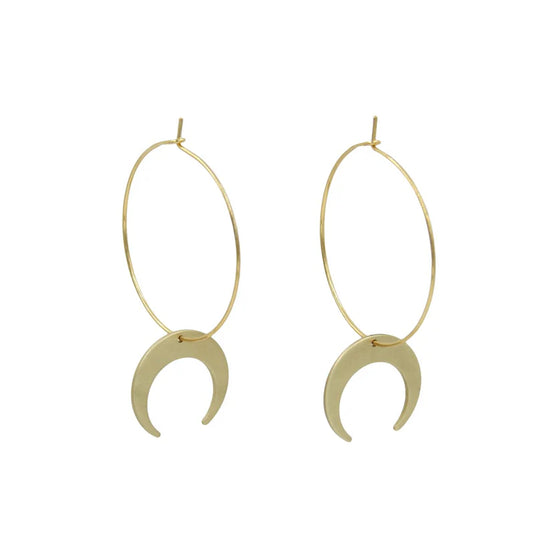 Gold Hoop Earrings with Moons