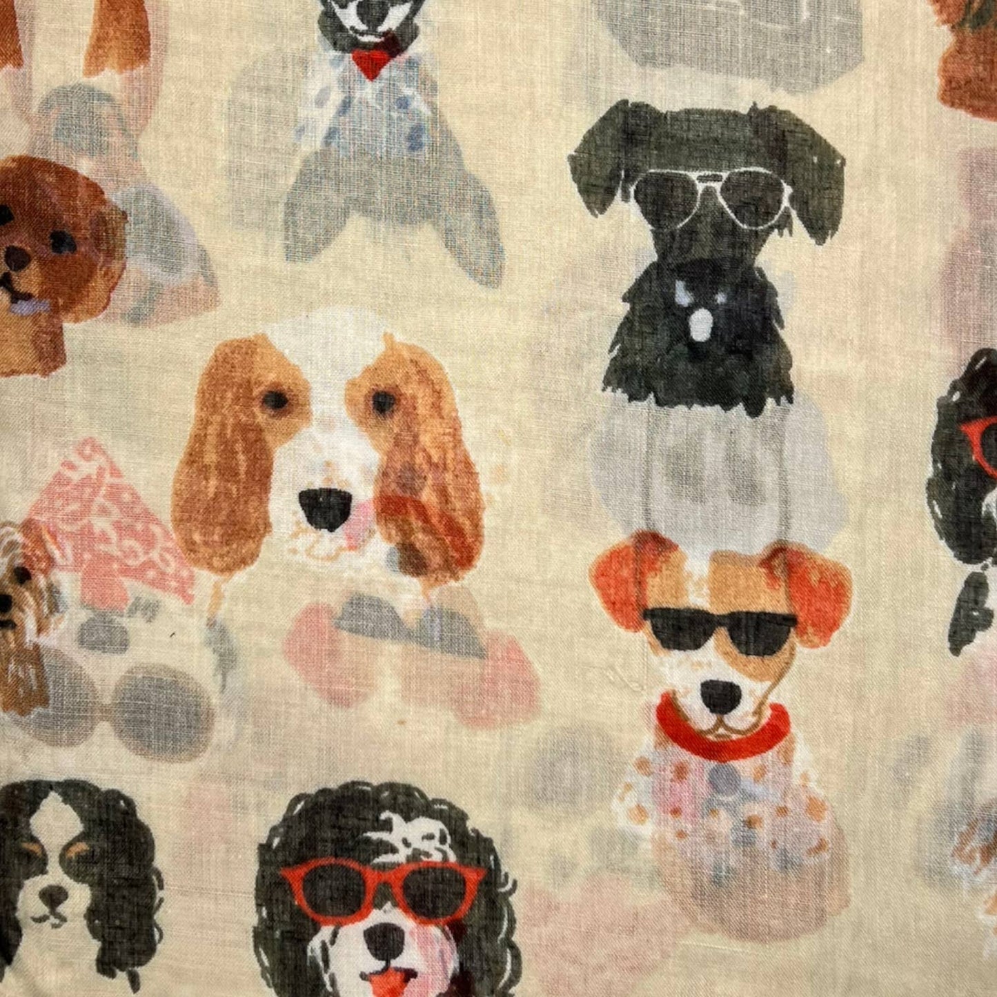 Dog with sunglasses printed scarf: Cream