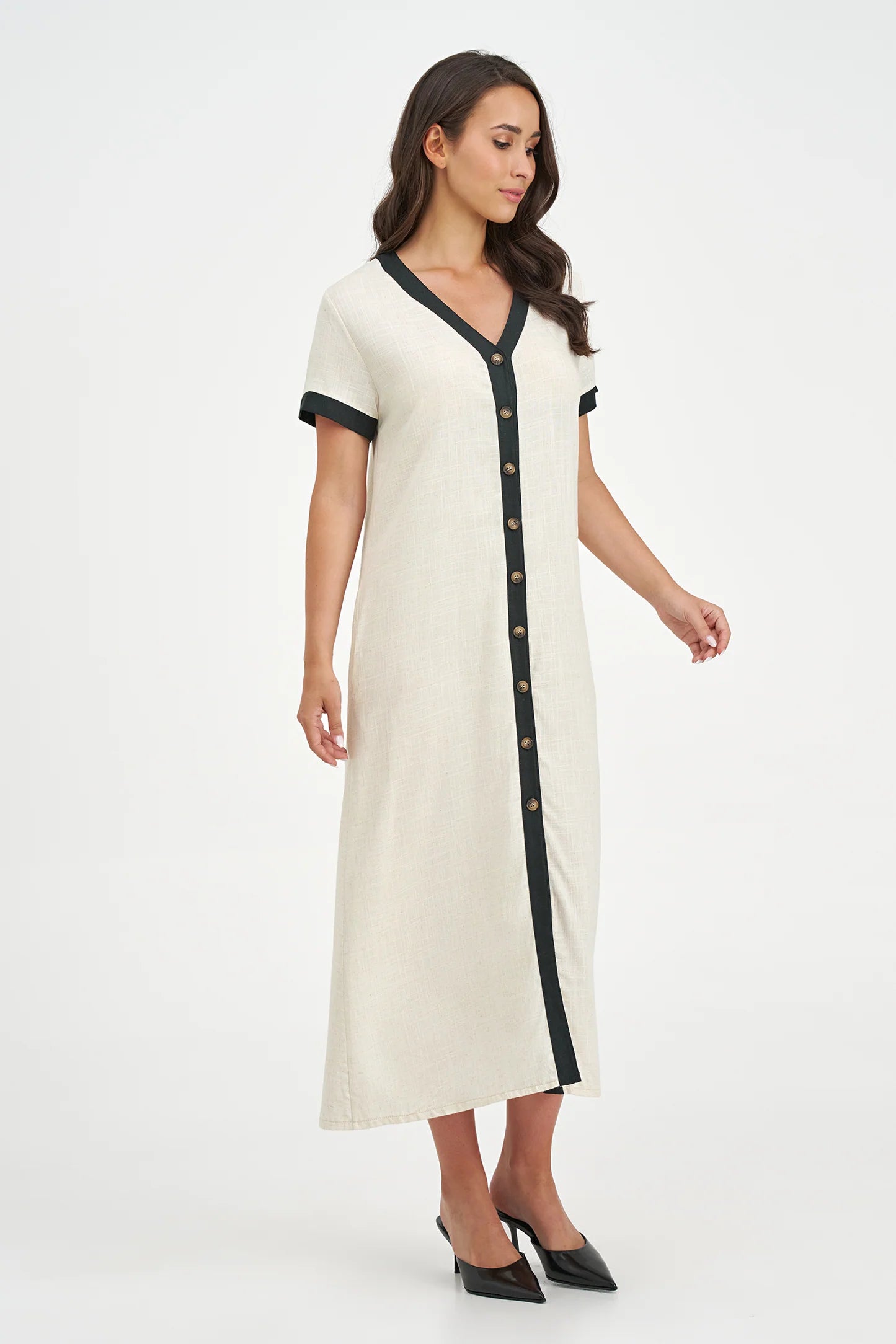V-Neck Maxi Dress - Oat Combo