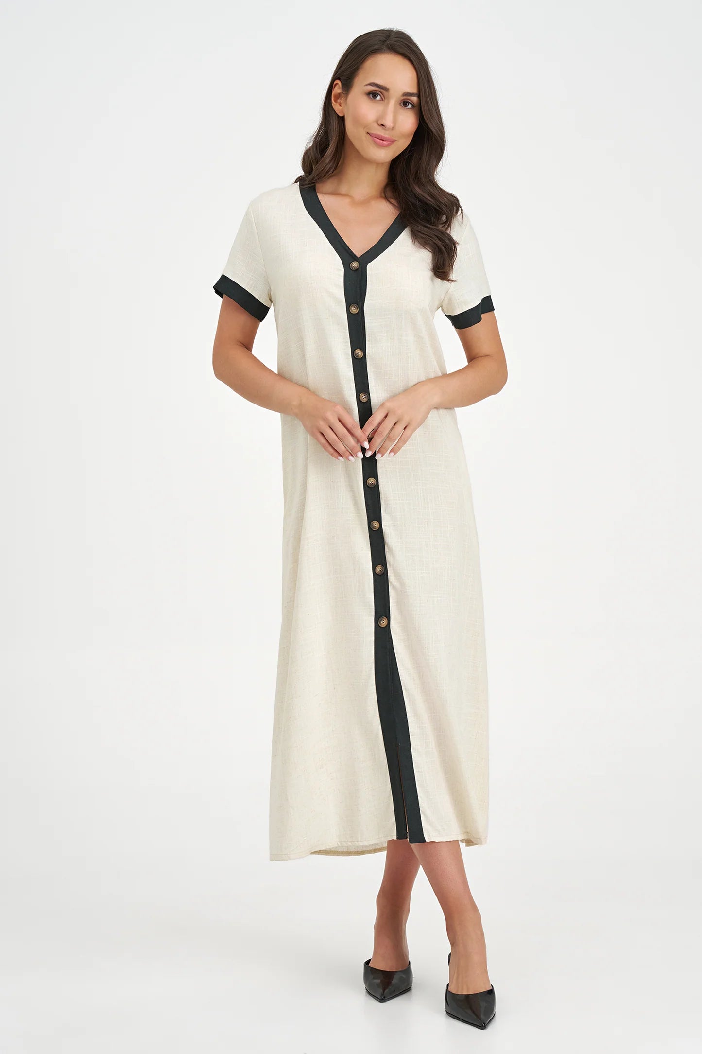 V-Neck Maxi Dress - Oat Combo