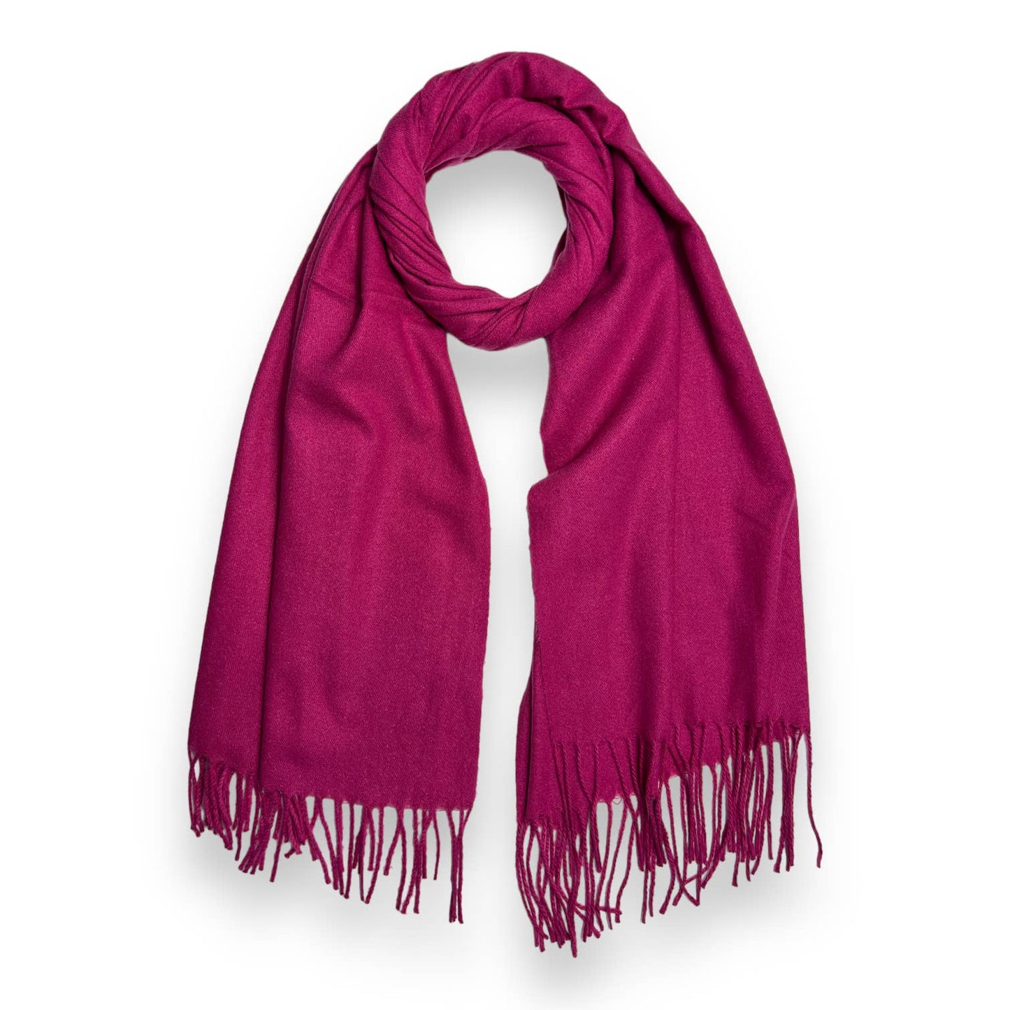 Plain Wool Blend Scarf with Tassels - Duckegg