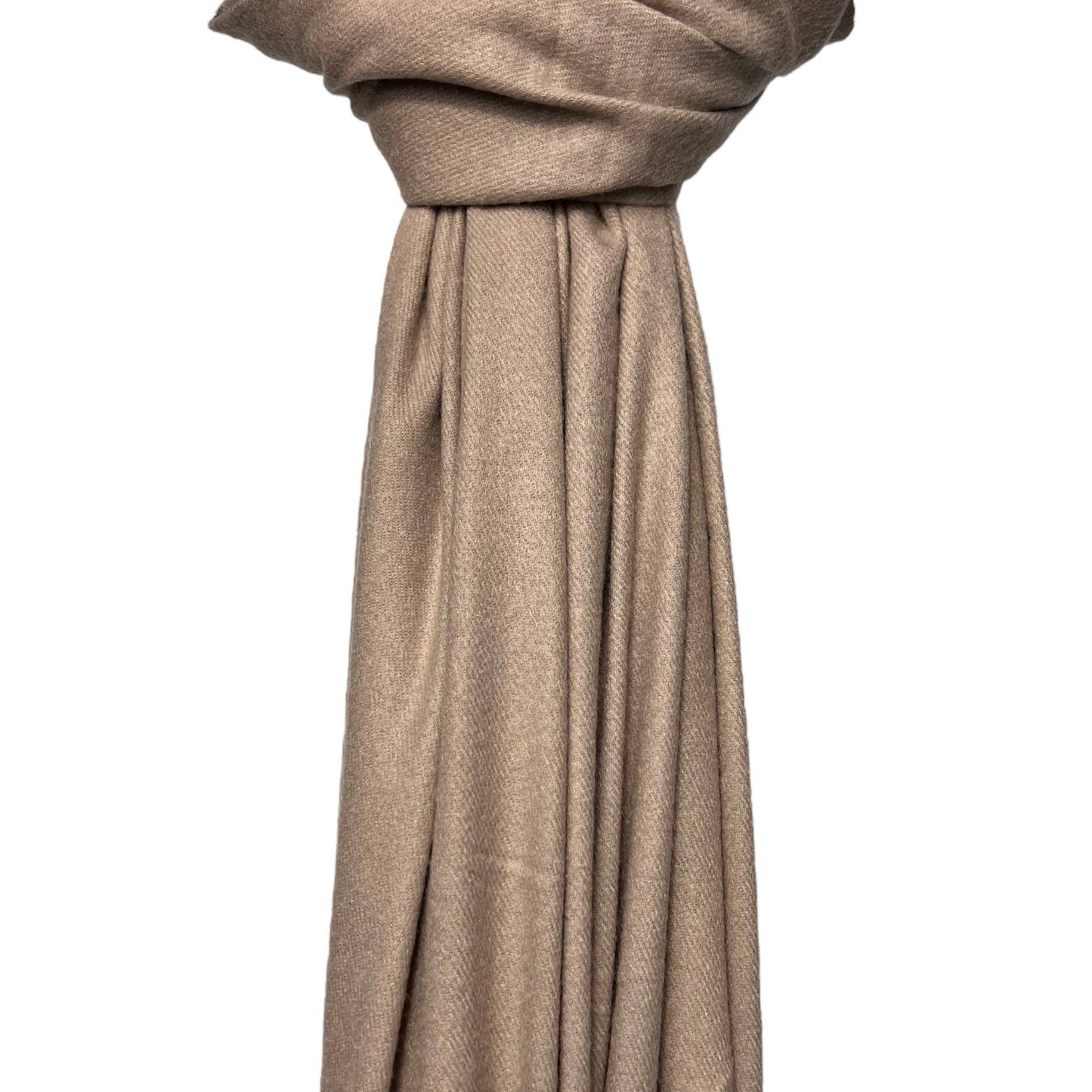 Plain Wool Blend Scarf with Tassels - Duckegg
