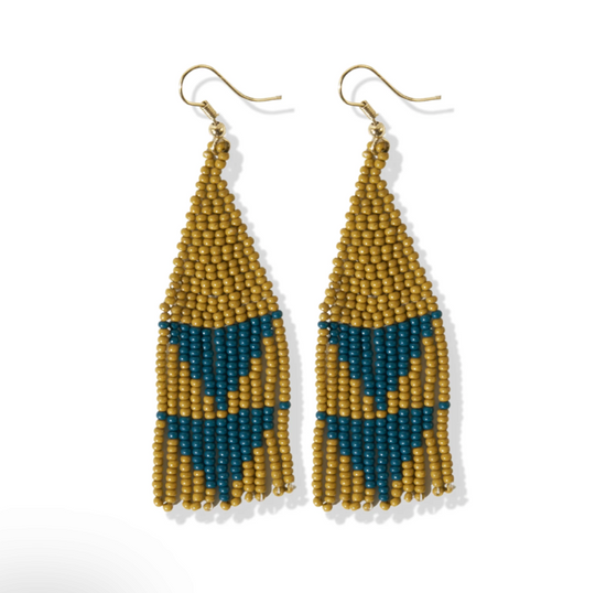 Lennon Triangle Bead Earrings - Citron/Peacock