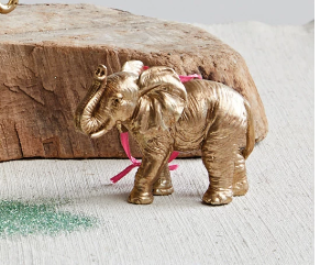 Gold Elephant Holiday Ornament
