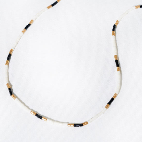 Everly Single Strand Luxe Bead Necklace - Black & White