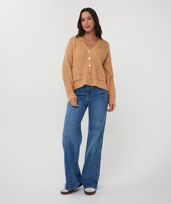 Oversized Cardigan with Metallic Buttons - Candy