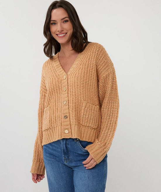 Oversized Cardigan with Metallic Buttons - Candy