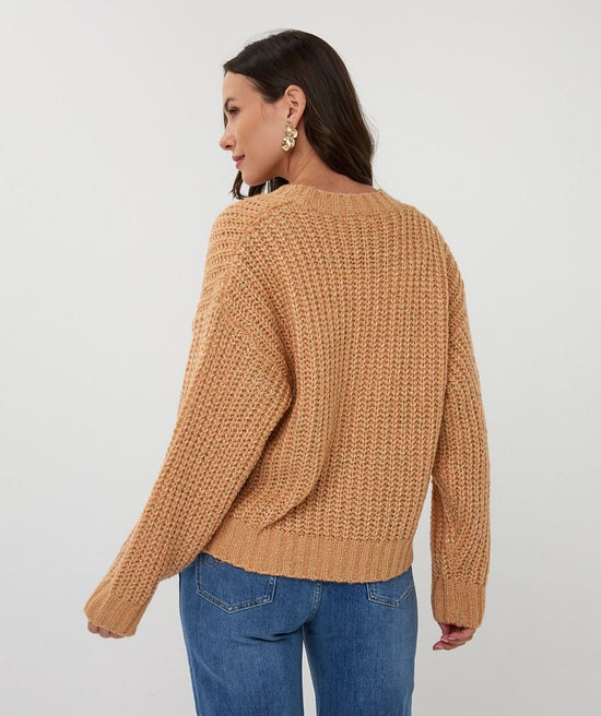 Oversized Cardigan with Metallic Buttons - Candy