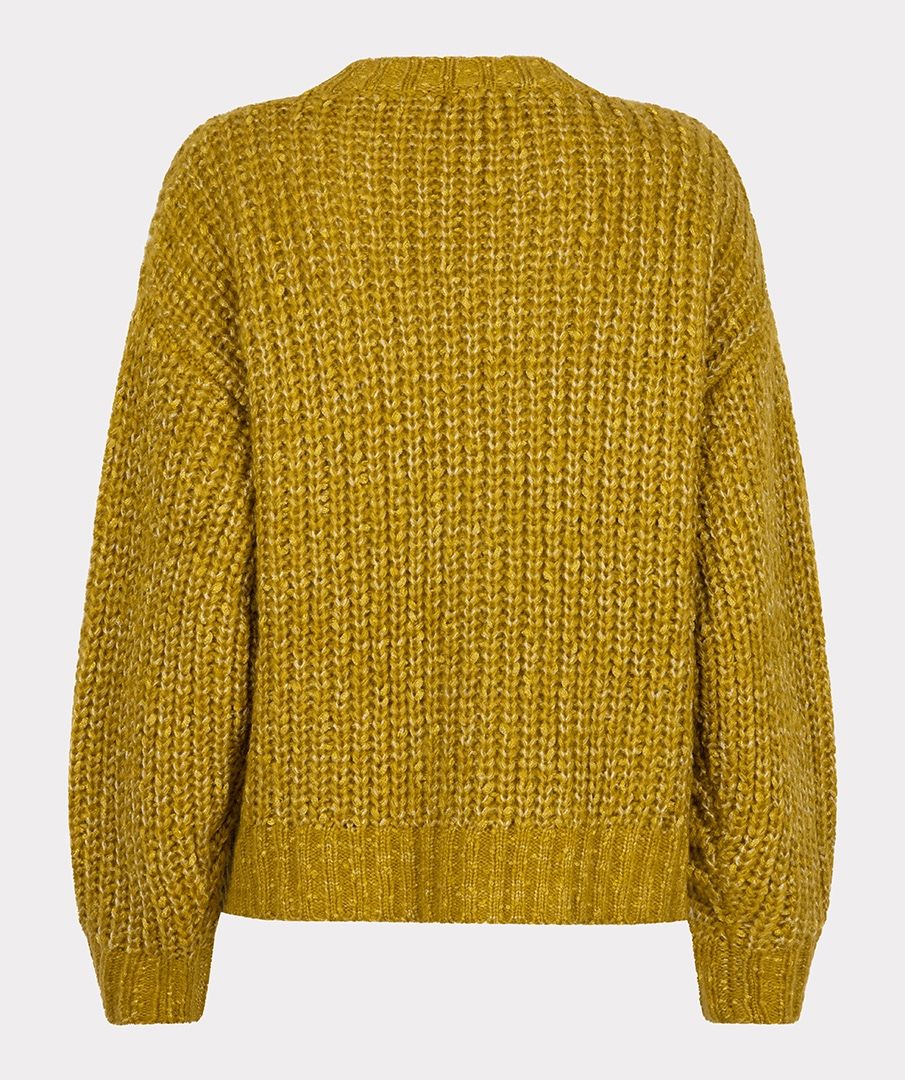 Oversized Cardigan with Metallic Buttons - Golden Olive