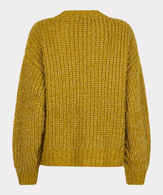 Oversized Cardigan with Metallic Buttons - Golden Olive