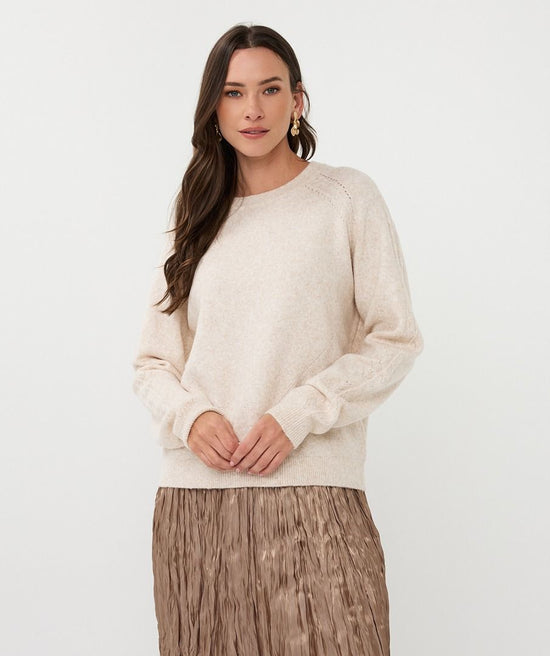 Basic Sweater with Raglan Sleeves - Light Sand