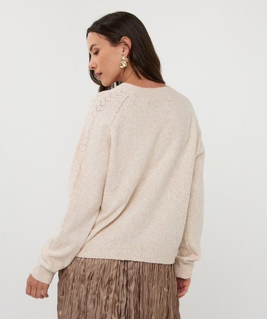 Basic Sweater with Raglan Sleeves - Light Sand